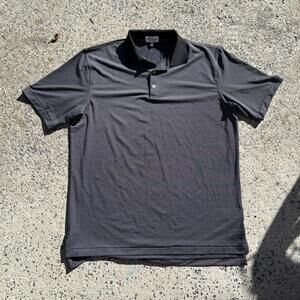 Peter Millar Polo Shirt Mens Large Summer Comfort Golf Black Stretch Striped